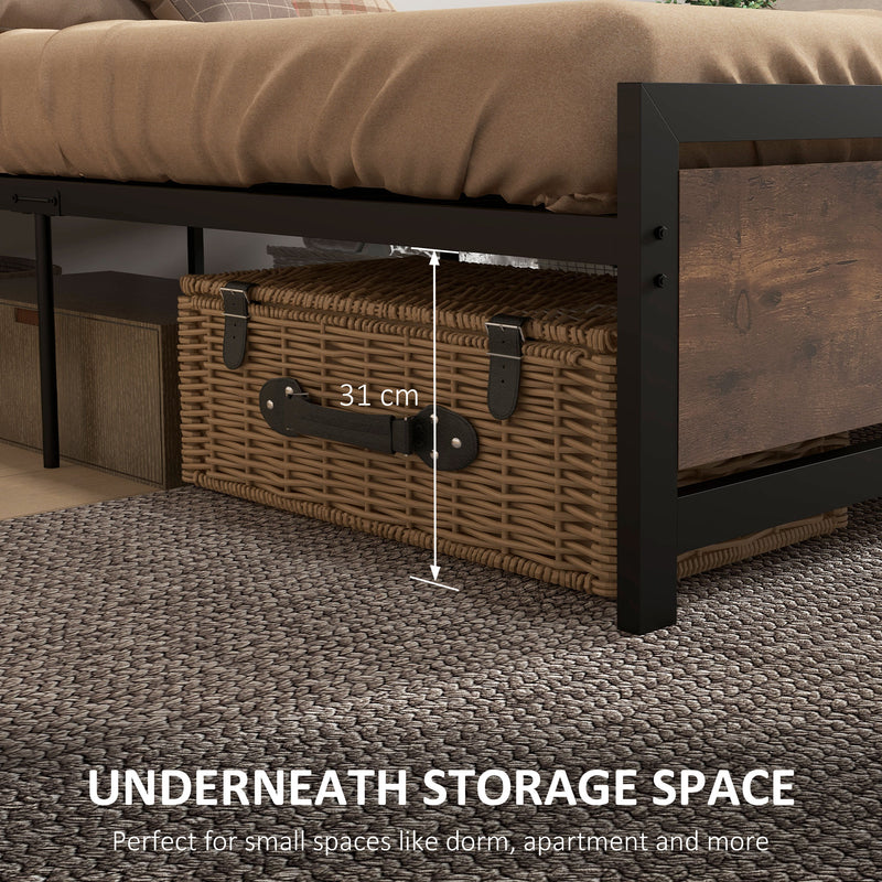 Single Metal Bed Frame with Headboard Footboard and Underbed Storage for Adults Bedroom