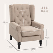 Wingback Accent Chair Upholstered with Button Tufting for Lounge or Bedroom Comfort Beige