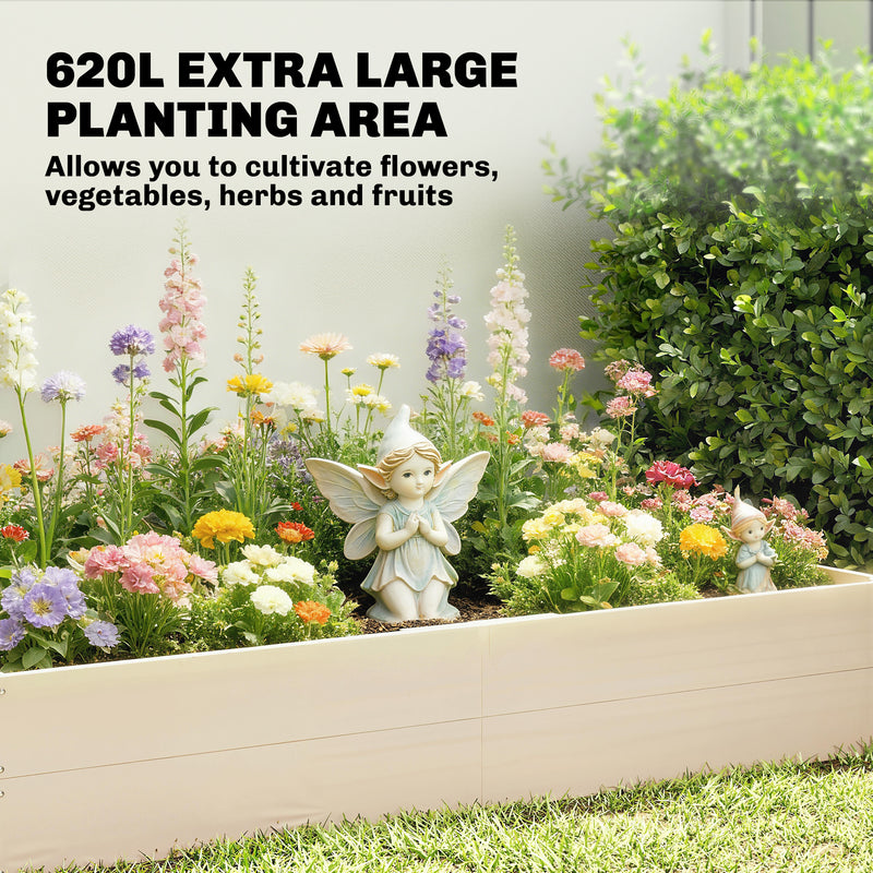 Raised Garden Bed for Growing Vegetables and Flowers with Deep Root Support, Natural Wood Finish