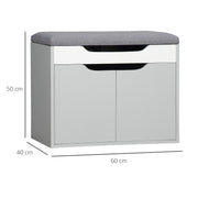 Shoe Storage Bench For Hallway With Padded Seat And Adjustable Shelf, Grey Homcom