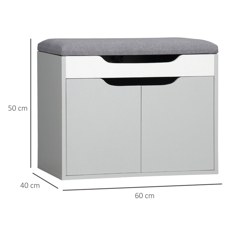 Shoe Storage Bench For Hallway With Padded Seat And Adjustable Shelf, Grey Homcom