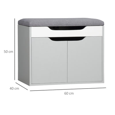 Shoe Storage Bench For Hallway With Padded Seat And Adjustable Shelf, Grey Homcom