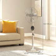 Silver 18 Inch Metal Pedestal Fan with Oscillation and Adjustable Height