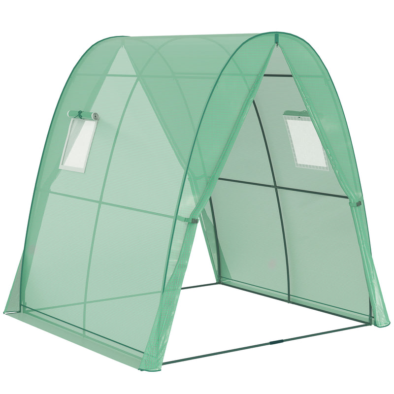 Walk In Tunnel Greenhouse With Sandbags And Ventilated Doors For All Weather Use Green AOSOM