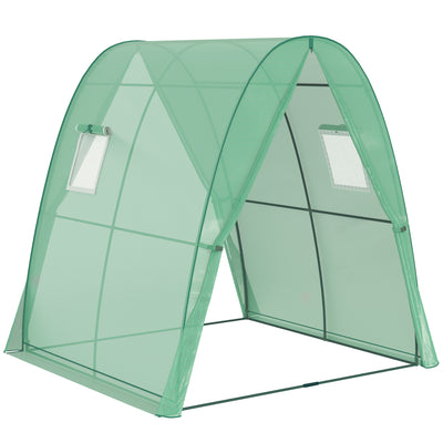 Walk In Tunnel Greenhouse With Sandbags And Ventilated Doors For All Weather Use Green AOSOM