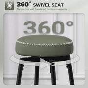 Set of 2 Adjustable Faux Leather Bar Stools with Footrest for Kitchen Counter, Green Seat With Black Legs