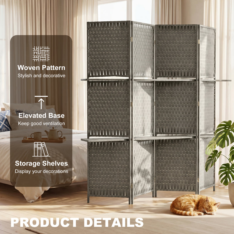 Room Divider with Shelves for Privacy and Storage in Small Spaces Grey