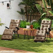 Set of 2 Khaki Sun Lounger Cushions 190x56x10cm UPF20+ Thick Sunbed Pads with Ties by Outsunny