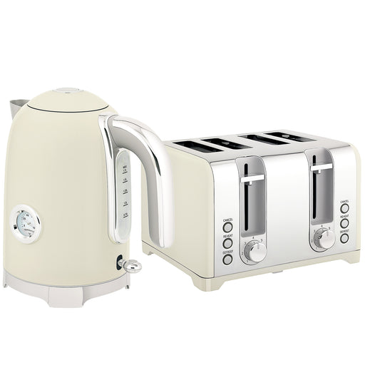 Retro 3000W Kettle and Toaster Set with Fast Boil and Even Toasting, Grey