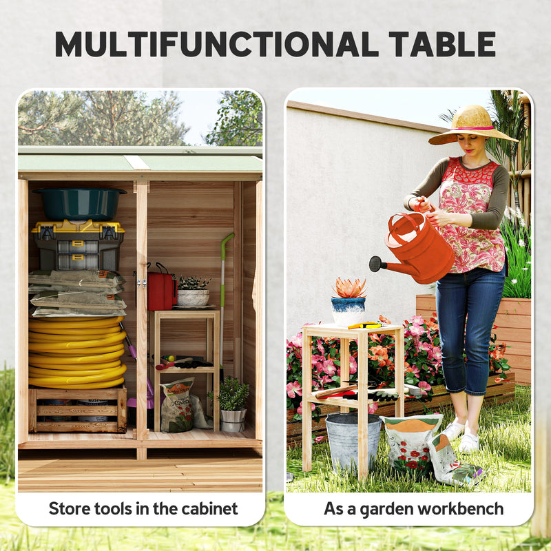 Wooden Garden Storage Shed with Weatherproof Asphalt Roof for Tools and Equipment Natural Outsunny