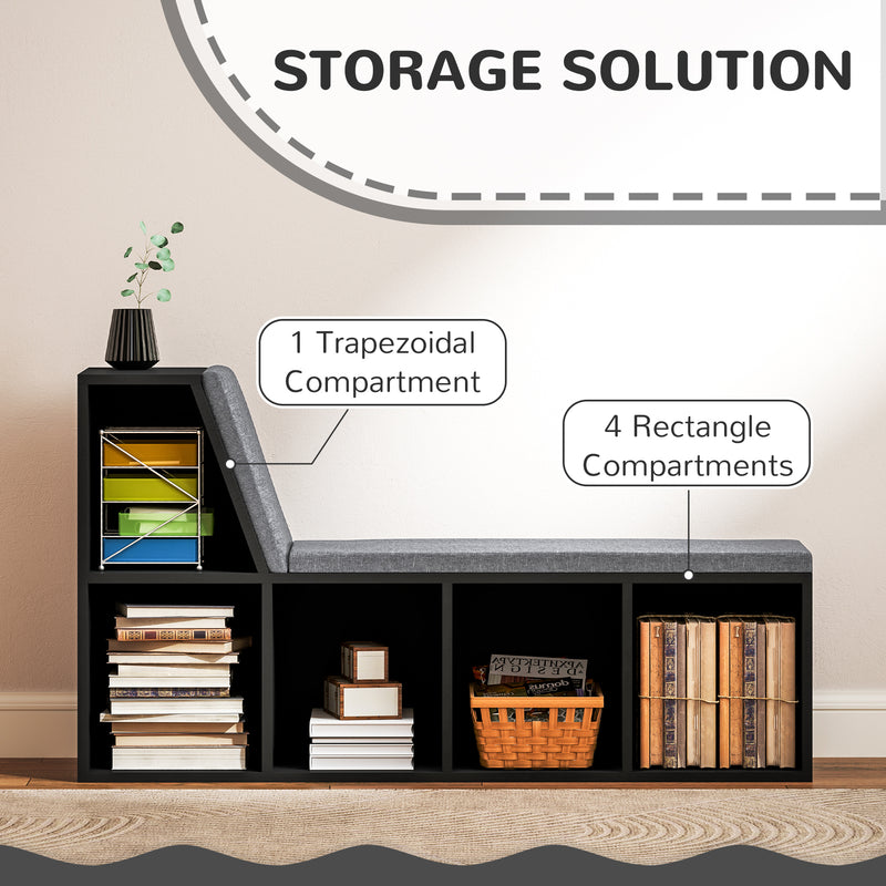 HOMCOM 2 Tier Modern Bookcase Bookshelf with Removable Cushions for Living Room AOSOM