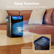 Desk Fan and Humidifier with Night Light for Cool Fresh Air at Home or Office Black AOSOM