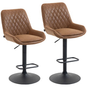 Set of 2 Retro Bar Stools with Comfy Faux Leather Ideal for Kitchen or Home Bar Orange AOSOM