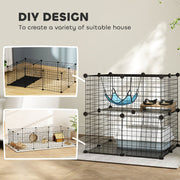 Modular Indoor Cat Enclosure with Climbing Ladder and Hammock for Secure Play Black AOSOM