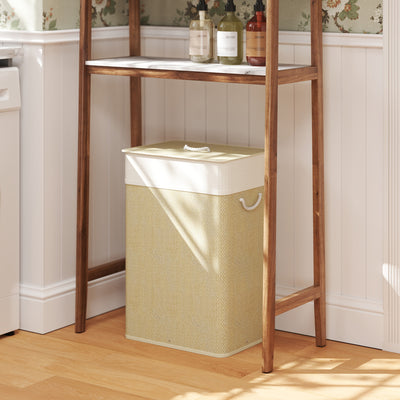 Bamboo Laundry Basket with Lid and Liner 72L Hamper with Handles for Bathroom or Bedroom