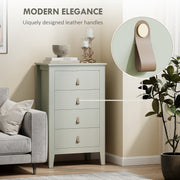Modern 4 Drawer Chest of Drawers with PU Leather Handles for Bedroom or Hallway, Green