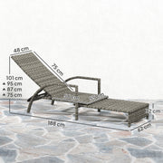 Mixed Grey Rattan Sun Lounger with Adjustable Backrest for Garden Comfort by Outsunny