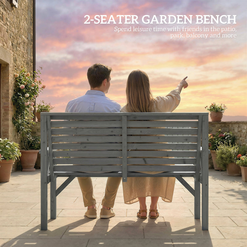 Garden Bench for Two with Curved Seat and Weather Resistant Finish Grey