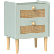 Light Blue Rattan Chest of Drawers with 2 Storage Drawers for Bedroom or Hallway