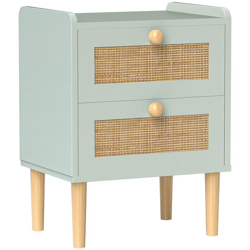 Light Blue Rattan Chest of Drawers with 2 Storage Drawers for Bedroom or Hallway