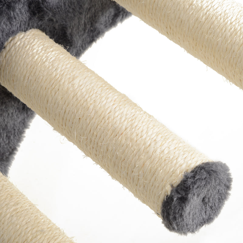 Four Piece Cat Wall Furniture Set with Hammock and Steps for Indoor Climbing Fun, Dark Grey