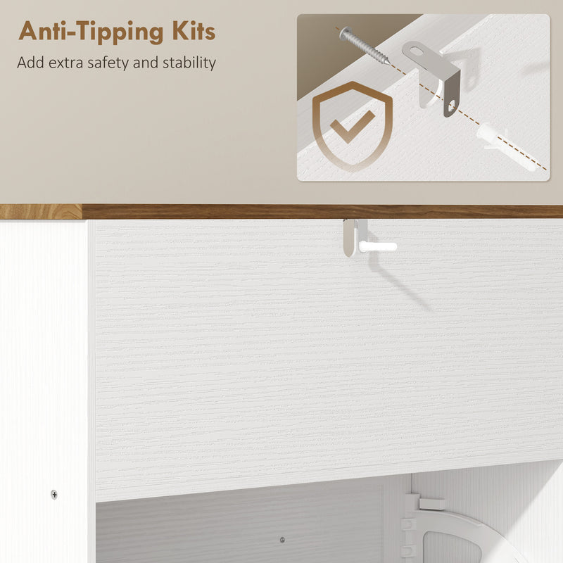 Slim Shoe Storage Cabinet for Hallway Organisation with Adjustable Shelves White Brown