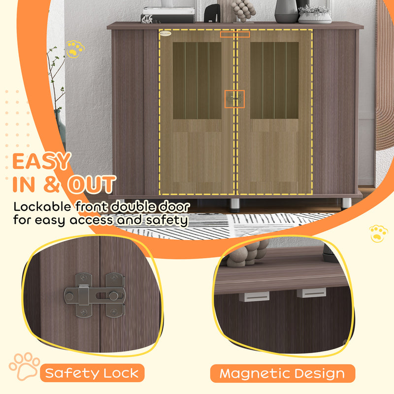 Dog Crate Table for Medium and Large Dogs with Magnetic Door Indoor Use 116 x 60 x 87 cm Purple by PawHut