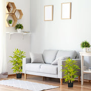 Set of 2 Artificial Bamboo Plants in Pots Ideal for Indoor or Outdoor Decor Green