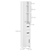 Tall Freestanding Bathroom Cabinet with Open Shelves and 3 Doors for Extra Storage White