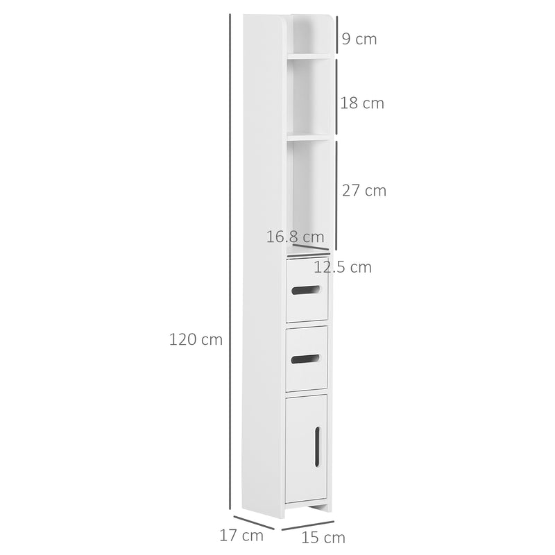 Tall Freestanding Bathroom Cabinet with Open Shelves and 3 Doors for Extra Storage White