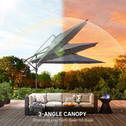 Cantilever Garden Parasol with Adjustable 3m Canopy for Shaded Outdoor Seating Grey Outsunny