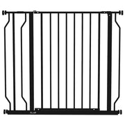 Extra Wide Dog Safety Gate with Walk Through Door for Stairs or Hallways Black