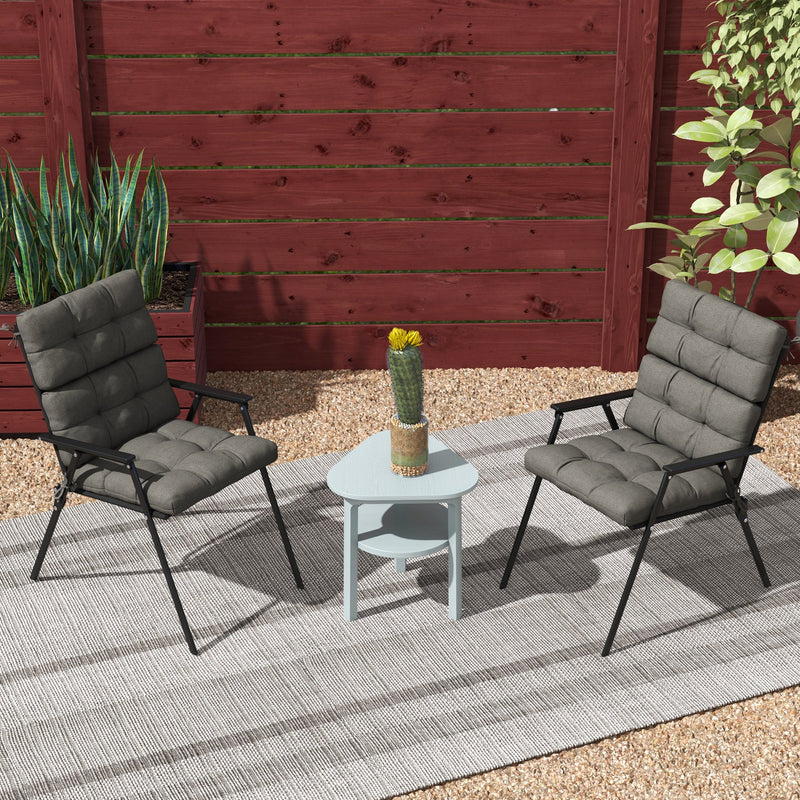 2 Piece Garden Chair Cushion Set with Backrest and Ties Ideal for Patio Seating, Charcoal Grey