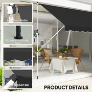 Black 3x1.5m Adjustable Outdoor Awning with Aluminium Frame by Outsunny