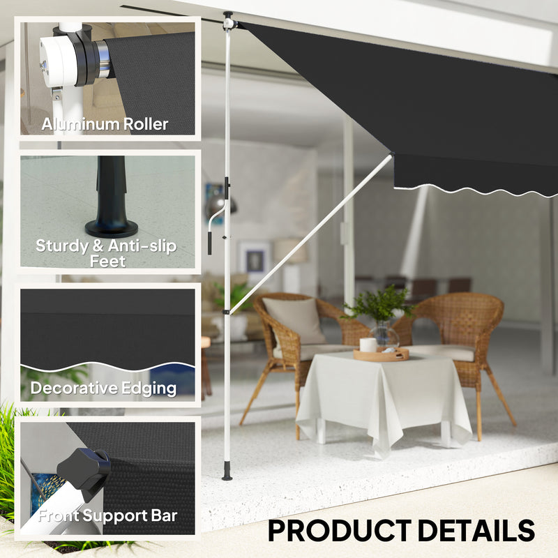 Black 3x1.5m Adjustable Outdoor Awning with Aluminium Frame by Outsunny