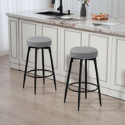 Set of Two Adjustable Faux Leather Bar Stools with Footrest for Kitchen or Home Bar, Grey