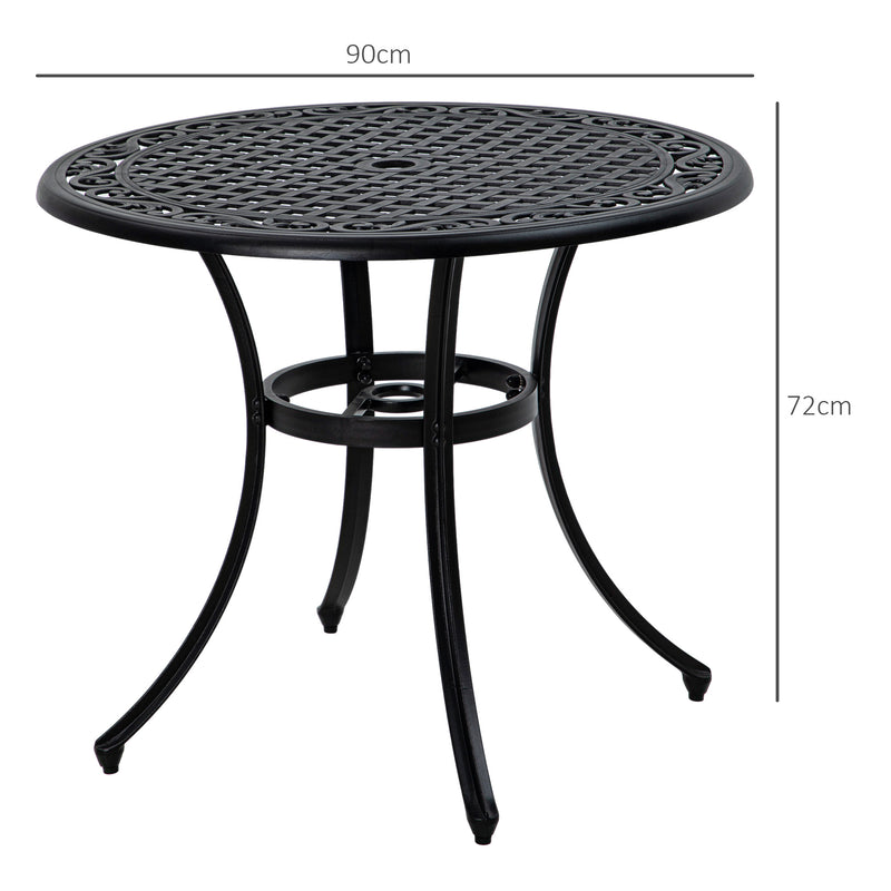 Round Aluminium Garden Table with Parasol Hole Seats 4 Ideal for Patios and Outdoor Dining