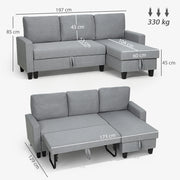 Three Seater Sofa Bed With Hidden Storage Space Ideal For Guest Rooms Grey