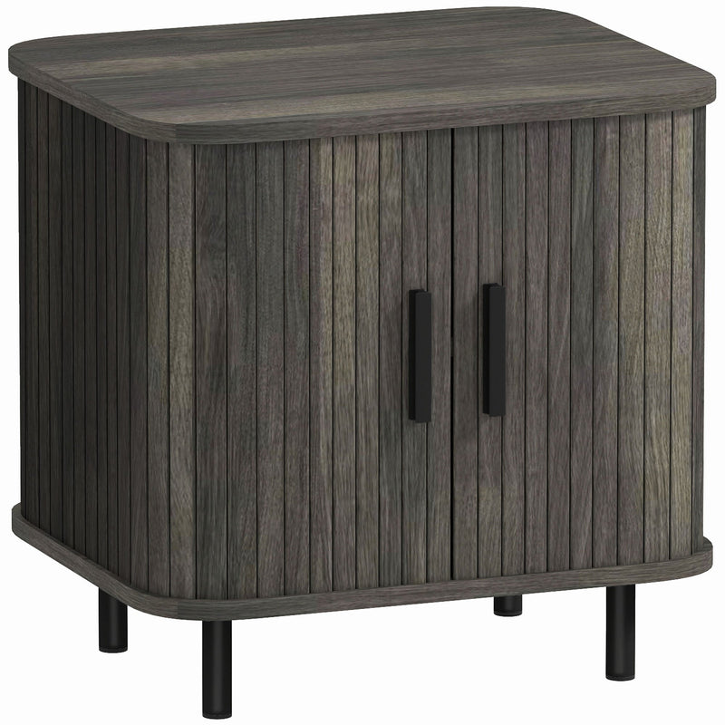 Bedside Table Sliding Door Grey - front view