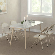 Folding Chairs Set of 4 for Extra Comfortable Seating and Easy Storage Beige AOSOM