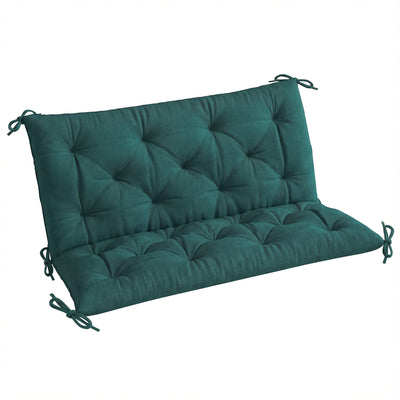 Outdoor Bench Cushion for 2 Seater Benches and Swing Chairs with Tie Fastenings Green AOSOM