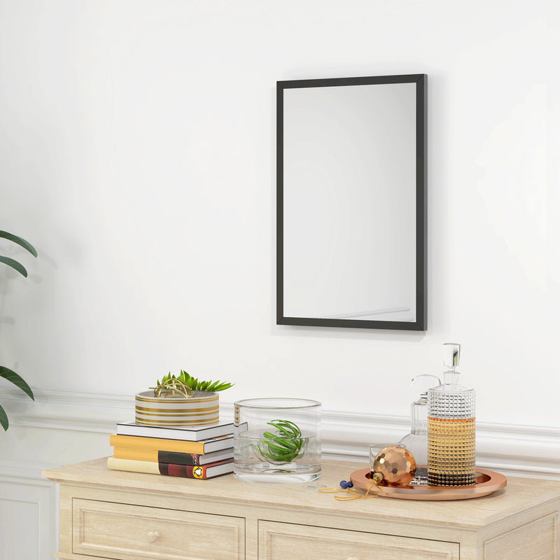Wall Mounted Mirror 60 x 40 cm with Stylish Frame for Bathroom or Hallway Black