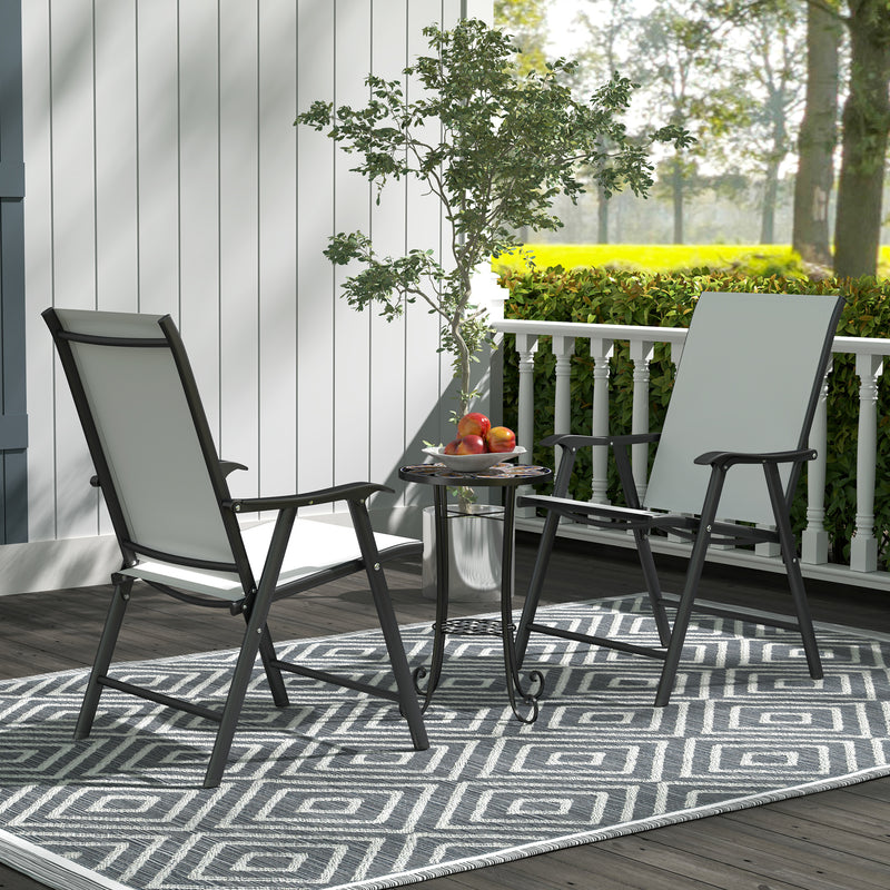 Small Round Mosaic Garden Table with Shelf Ceramic Tile Top for Outdoor and Indoor Use by Outsunny