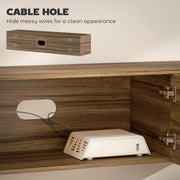 Wall Mounted TV Unit with Shelves and Storage for Living Room Entertainment, Rustic Brown