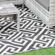 Large Reversible Outdoor Rug for Camping Garden or Picnic Lightweight Plastic Mat Black White  182L x 274W