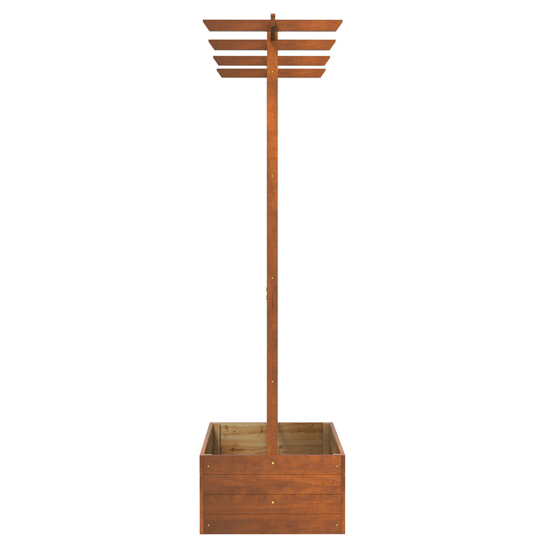 Raised Wooden Trellis Planter Box in Orange for Growing Herbs Flowers and Vegetables