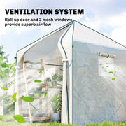 Walk In Greenhouse for Tall Plants and Seedlings with Ventilated Mesh Windows Green Outsunny