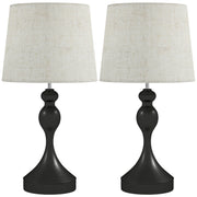 Set of Two Touch Control Table Lamps with USB Charging Ports for Bedroom or Lounge Black Beige AOSOM