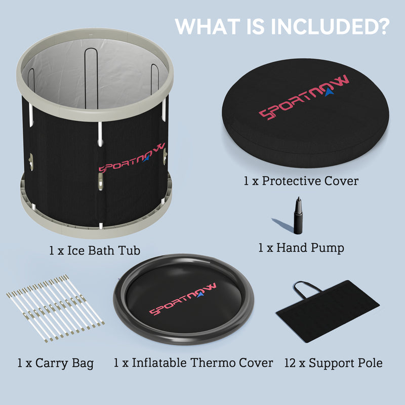 Black 210L Portable Ice Bath Tub for Cold Water Therapy and Recovery by SPORTNOW