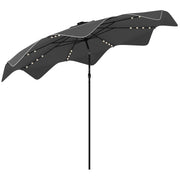 Dark Grey 3m Solar Garden Parasol with LED Lights and Tilt for Outdoor Patio Shade